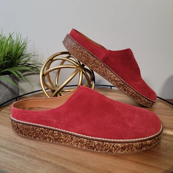 Lucky Brand | 12 Tamala Red Leather Clogs Mules Boho Comfy Casual - Picture 2 of 15
